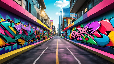 Graffiti on the street in New York City. 3D renderingの素材