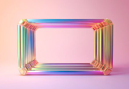 3d render of abstract multicolored frame on a pink backgroundの素材
