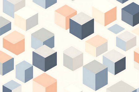 Seamless geometric pattern with cubes in pastel colors. Vector illustrationの素材
