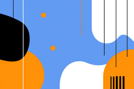 Abstract background with wavy lines and dots. Vector Illustration.の素材