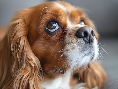 Cavalier king charles spaniel dog portrait, close upの素材