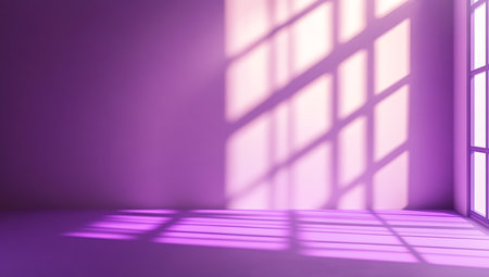 Purple Room with Light and Shadow. 3d Render Illustrationの素材