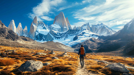 Trekking in Patagonia, Argentina, South America.の素材