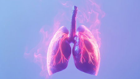 Human lungs. 3D illustration, 3D CG. High resolution.の素材