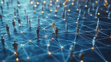 Global network connection and social media concept with 3d rendering people figuresの素材