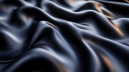 Smooth elegant black silk or satin texture can use as backgroundの素材