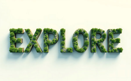 Ecology concept. Word Explore made of green trees on white backgroundの素材