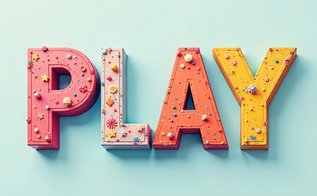 Play sign on blue background. 3d illustration. Vintage style.の素材