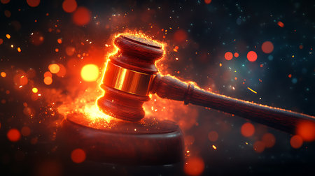 Judges gavel on dark background. Law and justice concept. 3D Renderingの素材