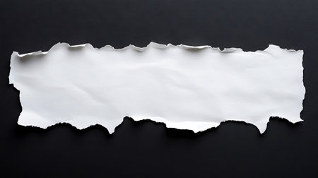 Torn white paper on black background with space for text or imageの素材