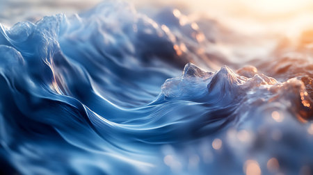 Blue water background with ripples and waves. 3d render illustrationの素材