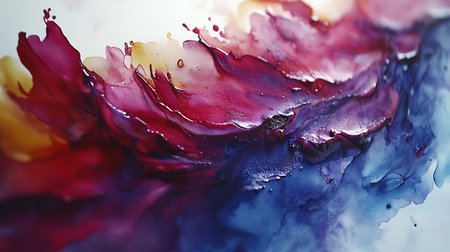 Abstract watercolor background. Blue, red and yellow colors. Macro shotの素材