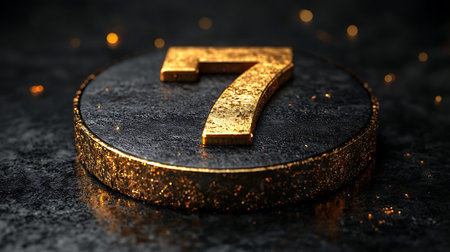 Number 7 on a grave stone. 3D illustration. Vintage style.の素材