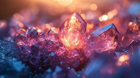 Macro shot of a crystal on a blurred background with bokeh.の素材
