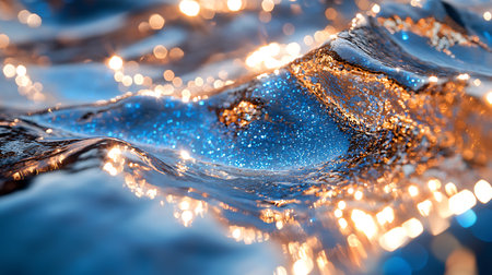 Water surface with bubbles and bokeh lights. Abstract background.の素材