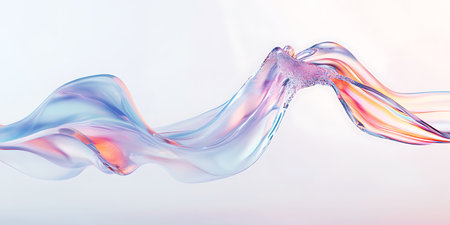 abstract background with blue and pink waves. 3d render illustrationの素材