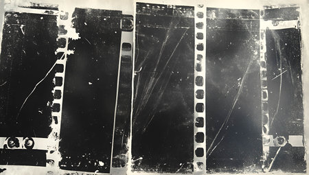 Old negative film strip with space for text or image. Toned.の素材