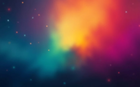 abstract colorful background with blurred bokeh defocused lights and starsの素材