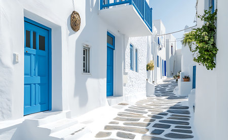 White architecture on Santorini island, Greece. Beautiful summer landscapeの素材