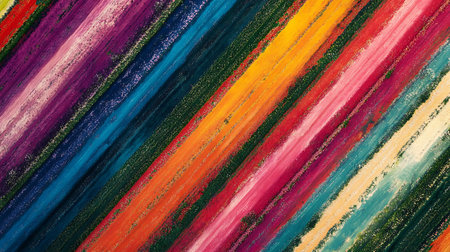 Abstract background of colorful brushstrokes of oil paint on canvas.の素材