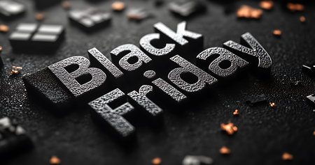 Black Friday sale. Black Friday text on black background. 3D rendering.の素材