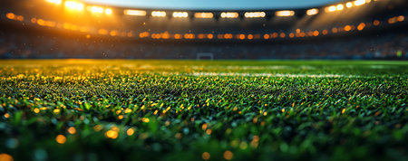 Soccer field with bright lights at night. 3D Renderingの素材