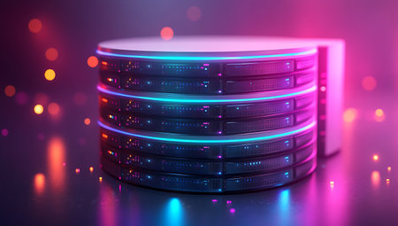 Server racks in data center. Backup, hosting, mainframe, farm and computer rack with storage information. 3d renderの素材