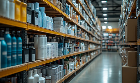 Close-up of the shelves of the pharmaceutical store. Shallow depth of fieldの素材