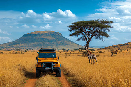 African safari in Tsavo East National Park, Kenya, Africaの素材