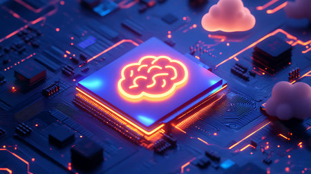 Artificial intelligence (AI) and machine learning concept. 3D Renderingの素材