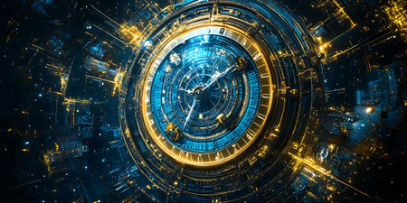 Time is money concept with clock and city. 3D Renderingの素材