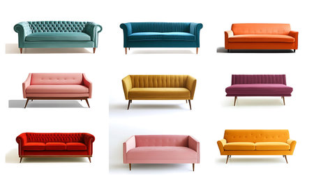 Sofa icons set. Realistic set of sofa vector icons for web designの素材