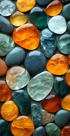 Colorful semi-precious stones as background, closeup viewの素材