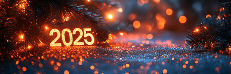 Happy New Year background with bokeh lights and numbers 2021.の素材