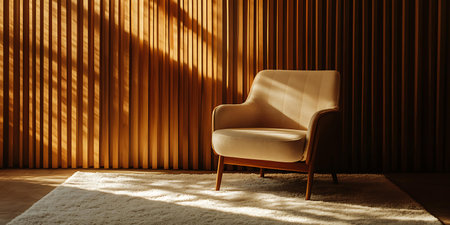 Modern bright interiors 3D rendering illustration with shadow from the windowの素材