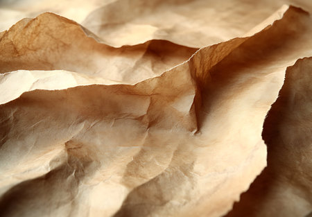 Crumpled brown paper as a background. Close-up.の素材