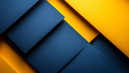abstract background of blue and yellow paper sheets, 3d renderの素材
