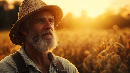 A farmer harvesting cropsの写真素材