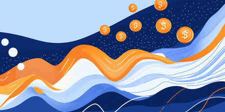 Coins in the form of waves. Vector illustration for your designの写真素材