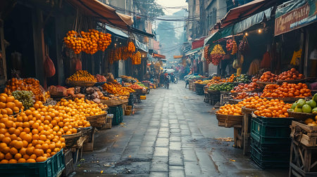 Fruit market in Kathmandu, Nepal. This is a very popular tourist attraction.の素材