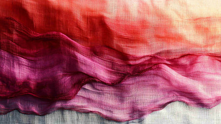 Texture, background, pattern. Silk fabric is transparent, multi-colored, red, yellow, orange, green, blue, purple, redの素材