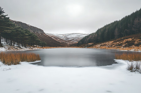 Beautiful Winter landscape image of Lake District National Park in England.の写真素材