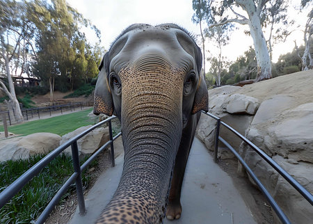 Elephant at the zoo in San Diego, California, USA.の写真素材