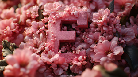 Cherry blossom flowers and the letter E on the tombstoneの写真素材