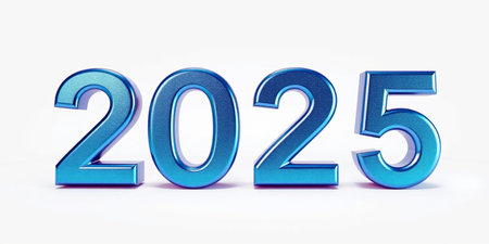 Happy New Year 2015. 3D render of blue metallic numbers.の写真素材