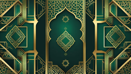 Ramadan Kareem greeting card. Islamic ornamental background. Vector illustrationの写真素材