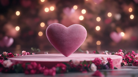 Valentine's day background with heart shape and bokeh lightsの写真素材