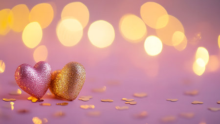 Valentine's day background with heart and bokeh lightsの写真素材