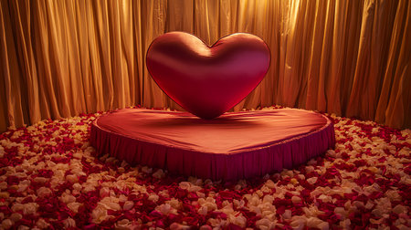 Red heart on a red background. Valentine's Day. 3D renderingの写真素材