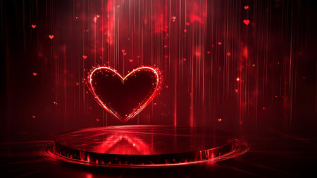 Valentine's day background with red heart, 3d renderingの写真素材